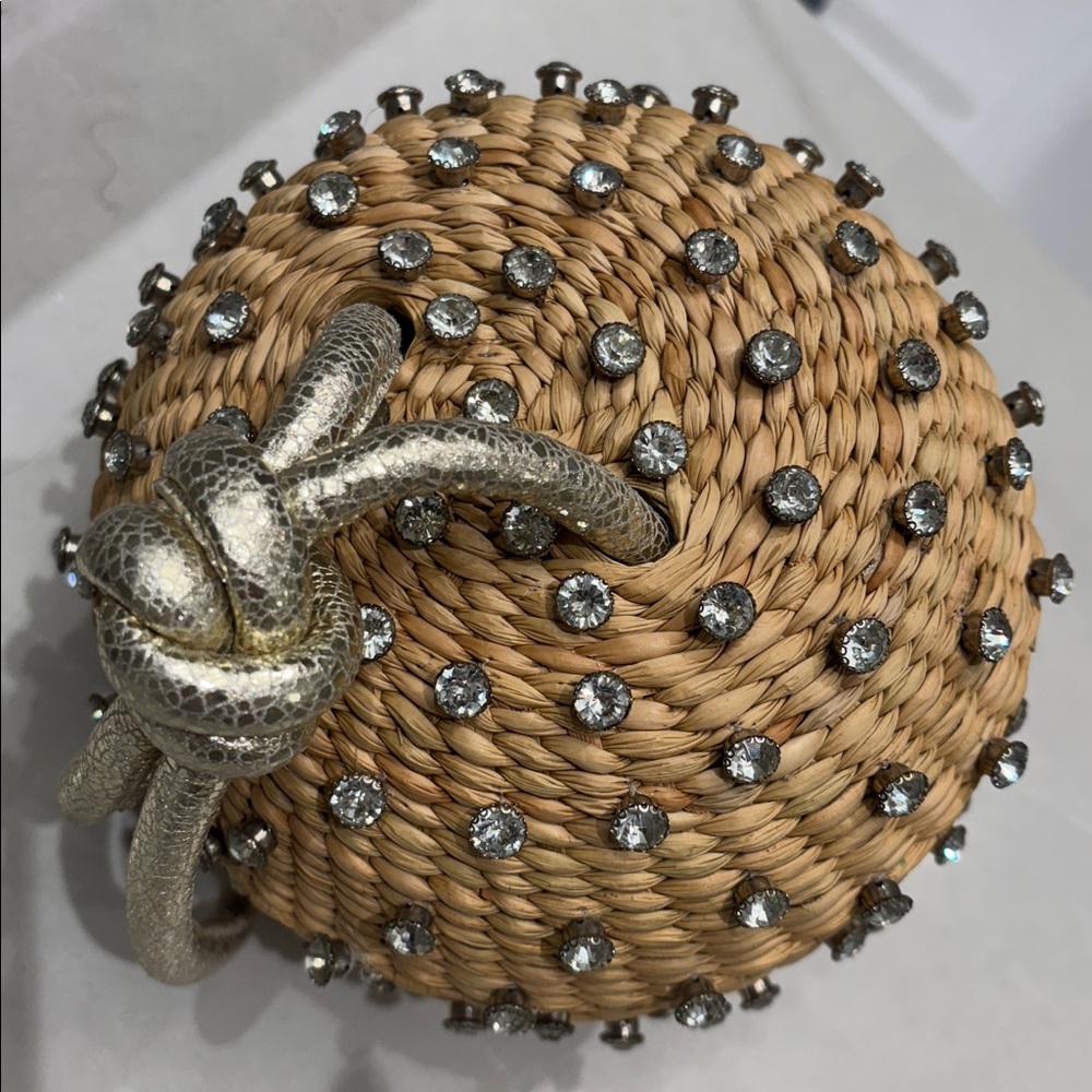 NWT Poolside “The Disco Ball” Straw Rhinestones Luxury Wristlet Bag RARE! - Picture 7 of 14